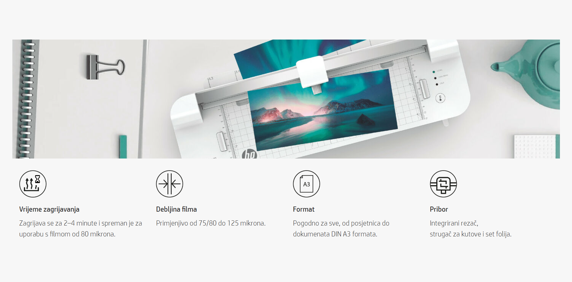 HP OneLam 400 A3 značajke